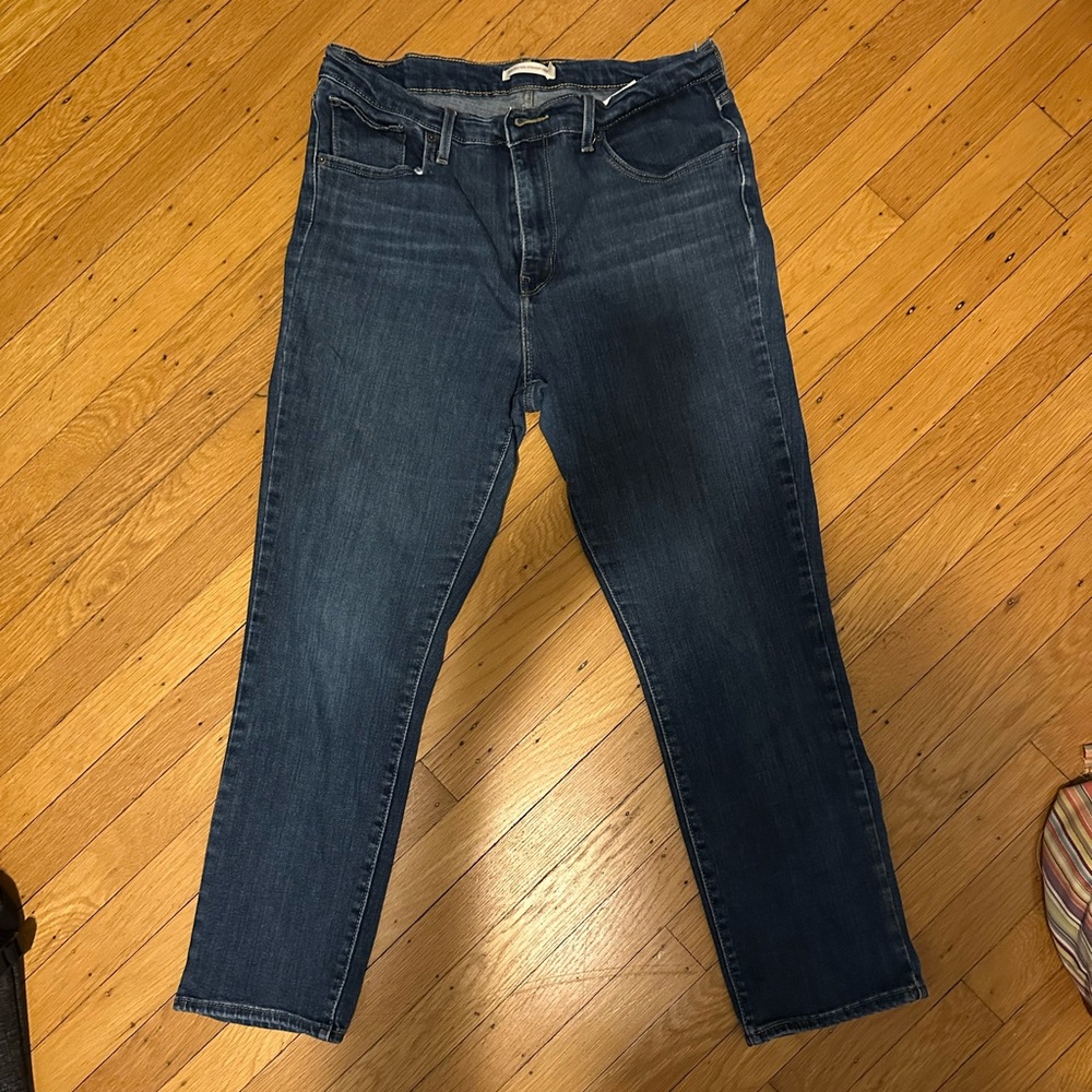 Levi’s 724 High Rise Straight Crop Dark Blue Jeans, Size 31